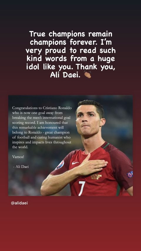 Cristiano Ronaldo thanked Ali Daei 